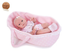 NINES D'ONIL Poupée 37Cm Mon Bébé Dans Un Berceau Rose Corps En Vinyle