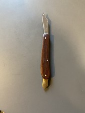 couteau canif pliant greffoir acier et laiton. Manche bois exotique vintage