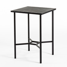 Table d'extérieur haute 70 x 70 cm en acier et lattes effet bois - DANTE