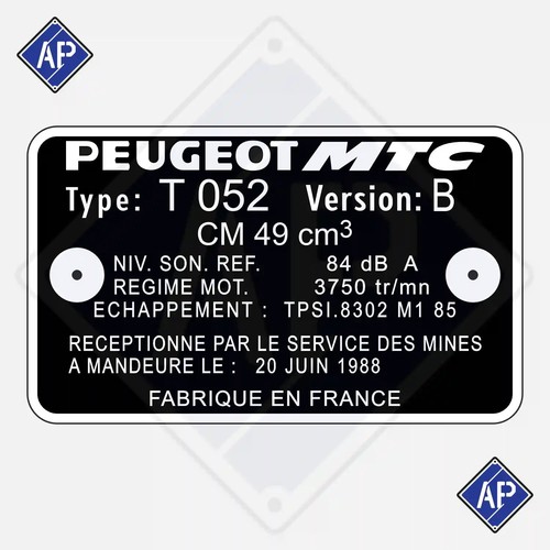 Plaque mine peugeot 103 - 103, type