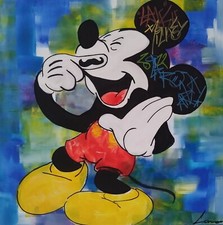 Tableau street art sur toile 3D "Laughing Mickey" de l'artiste CaronArt
