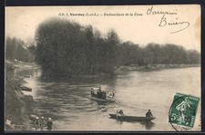 CPA Vouvray, Embouchure de la Cisse avec bateaux et paysage fluvial 