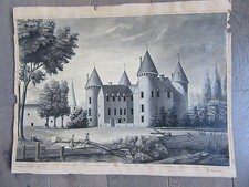 CHAGNY CHATEAU DE SAVIGNY-les-beaune VERITABLE DESSIN SIGNE   1883 cote d'or