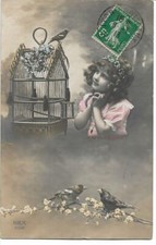 FANTAISIE - ENFANT - Portrait de petite fille avec oiseaux