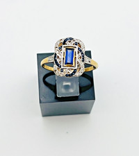 Bague Art Déco en or  18 carats avec saphir et éclats de diamant - 609003