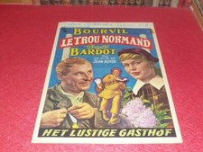 CINEMA AFFICHE ORIGINALE BELGE - LE TROU NORMAND BOURVIL BARDOT JEAN BOYER 1952