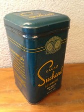 Ancienne Boîte publicitaire en tôle "Cacao Suchard solubilisé" vintage chocolat 