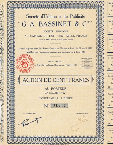 Edition publicité a - et, g.a