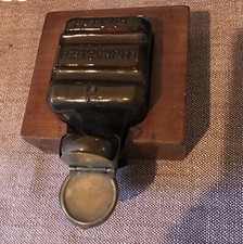 Ancien rare encrier siphoïde FORTSCHRITT P en verre + Socle Collection Ecriture