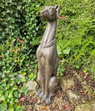 STATUE GARDIEN DE PORTE CHIEN LÉVRIER 76 cm de HAUT FIGURINE DE JARDIN DÉCORA...