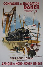"Cie de NAVIGATION DAHER" Affiche originale entoilée  Litho Roger CHAPELET 1950