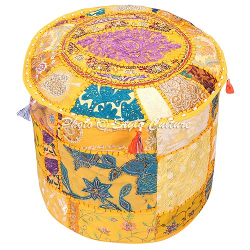 Vintage patchwork pouf ottoman - patchwork,