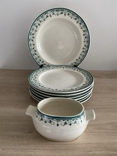 6 Assiettes Plates Faience De Longchamp  Terre De Fer + 1 plat rond + 1 saucière