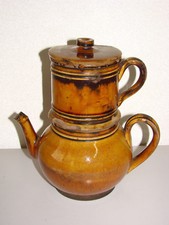 Ancienne cafetière terre cuite vernissée MIELLE n°4 - Vendeuvre Radonvilliers
