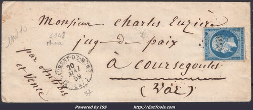France 14a sur lettre - n°14a, pc