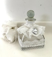 Flacon parfum style ancien "SHABBY CHIC" dentelle, romantique, blanc, fait main