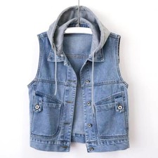 Gilet En Jean À Capuche Pour