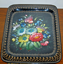 Plateau peint à la main noir