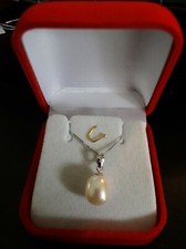 collier argent 925 ‰ et perle 9 mm dans son écrin velours rouge