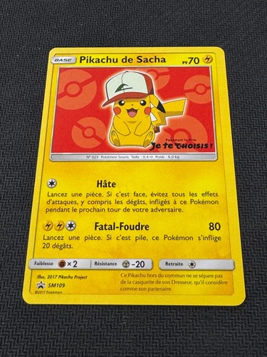 Carte pokemon pikachu sacha - pikachu,