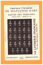 PARIS (II°) USINE de STATUETTES d'ART de MUSICIENS "LUTHERIE FRANCAISE" en 1926
