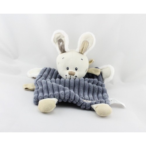Doudou plat lapin - bleu, marine