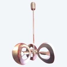 Lustre Suspension Vintage Moderniste inox Brossé métal chrome Design 1970