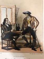 C3/12-LITHOGRAPHIE N12 - PINGRET - PYRENEES -BASQUES DU VILLAGE DE CANNE-1834