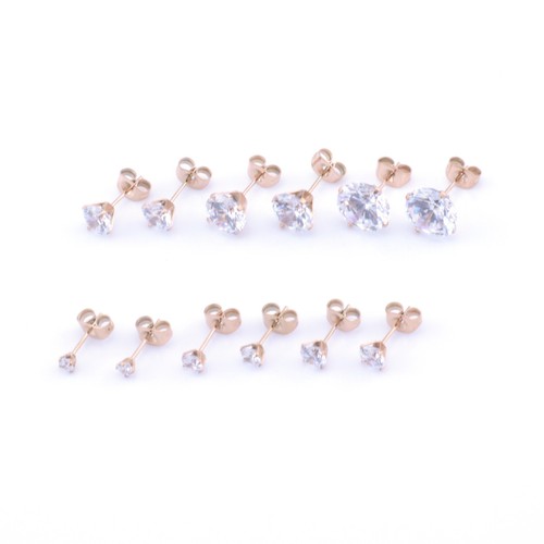 Rond rose zircone - or,