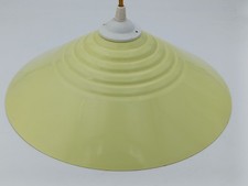 Suspension vintage métal émaillé jaune pastel Ø32,5 cm années 50/60 rétro