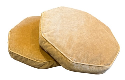 Pair mohair floor poufs - floor,