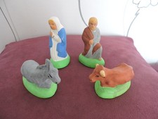 Lot 4 santons Marie Joseph Âne Boeuf Devineau crèche enfantine ? autre ?  Noêl