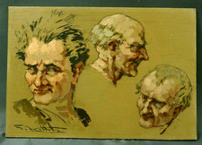 Tableau Vittini Giulio vers 1930 étude de trois visages