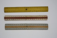 Matériel Scolaire Ancien, Lot de Trois Règles en Bois