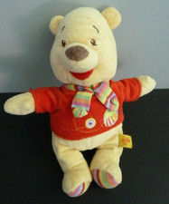 W9. DOUDOU WINNIE DISNEY NICOTOY ECHARPE PIED RAYE GRELOT PULL ROUGE ABEILLE TBE