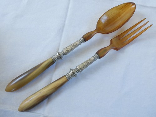 Anciens couverts salade corne - anciens,