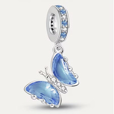 Pendentif breloque papillon bleu argent zirconium femmes bracelet cadeau