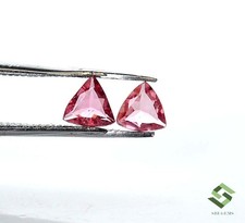 5x5 MM Naturel Rose Tourmaline Trillion Coupe Paire 0.60 Cts Ample Certifié Gems