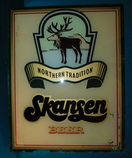 ANCIEN PLV PUB SUR VERRE BIERE SKANSEN . GERRER MULHOUSE 1973 . 38 x 30 cm