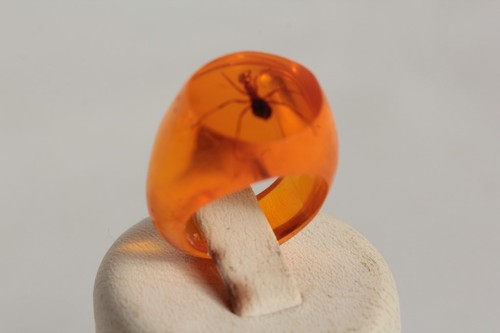 Bague résine ambre inclusion