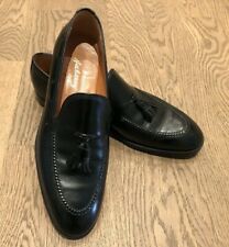 *** MOCASSINS À POMPONS EN CUIR NOIR AUBERCY T. 9,5 (43,5) EXCELLENT ÉTAT ***