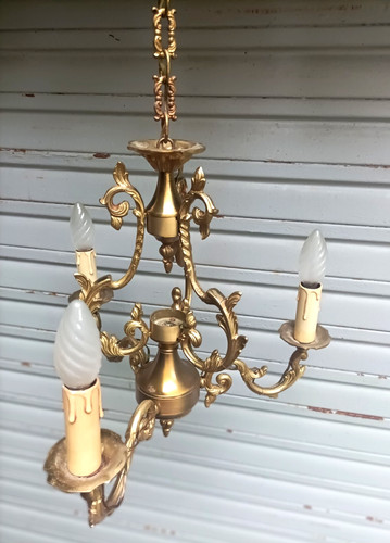 Ancien lustre cage bronze 3 - bronze,