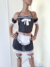 TENUE SEXY AVEC STRING TAILLE UNIQUE COULEUR NOIR