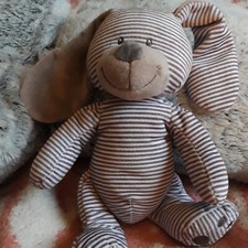 L1/Doudou Lapin Rayé blanc beige Empreinte Simba Toys 25cm (Oreille Baissée) TBE