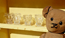 DÎNETTE ANCIENNE, LOT de 4 GOBELETS en VERRE de PORTIEUX XIXe