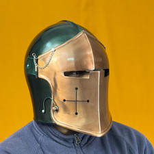 Casque bicolore Barbuta cuivre