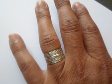 bague en argent massif, dôme, décor cordage, t. 54