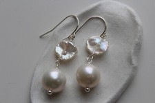 boucles d'oreilles en perles de culture blanches keshi argent 925