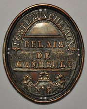 Plaque de métier - LA POSTE AUX CHEVAUX relais de MANHEULE Meuse postillon n° 6