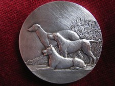 MEDAILLE anc. CHIENS: LEVRIER, BRAQUE de WEIMAR,BERGER  ALLEMAND H.DEMEY ARGENT?